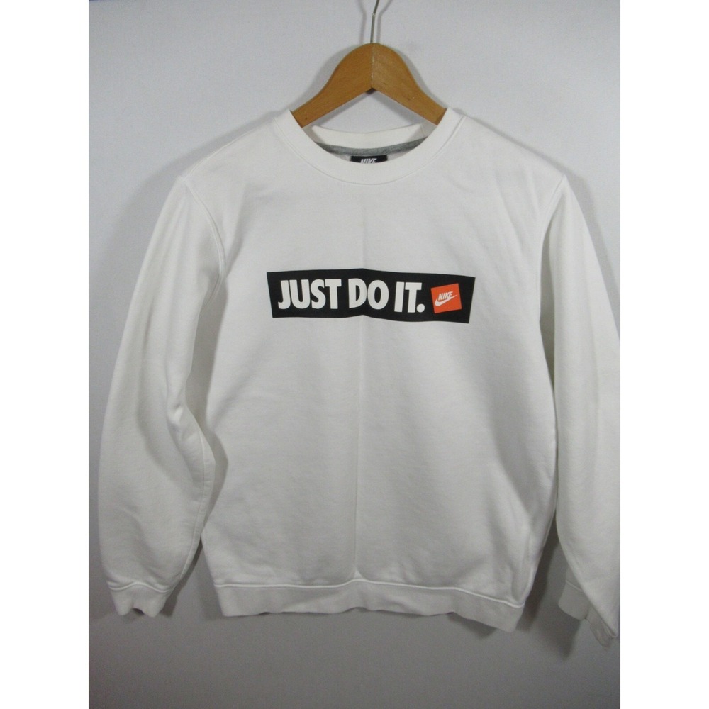 Nike Sportswear Just Do It Sweatshirt Men Medium Pullover White Crewneck 928699